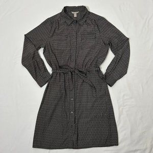 Banana Republic Factory Mid-length Shirtdress Black with Beige Pattern